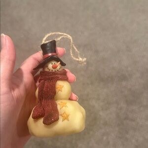 Charming Snowman Ornament with Red Scarf